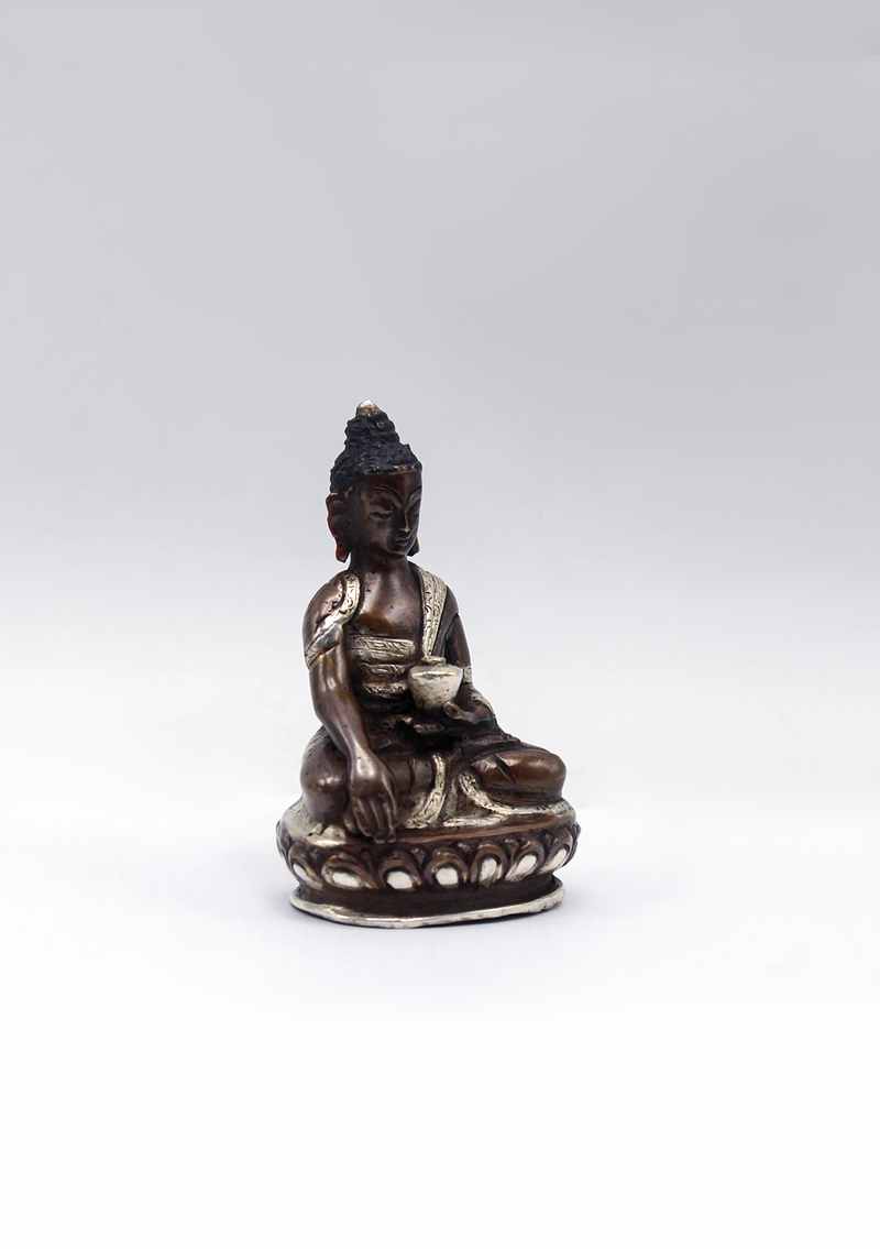 Silver Copper Shakyamuni Buddha Statue 3"H