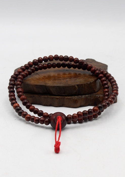 Original Rosewood Beads Mala with Red Tassel 6mm