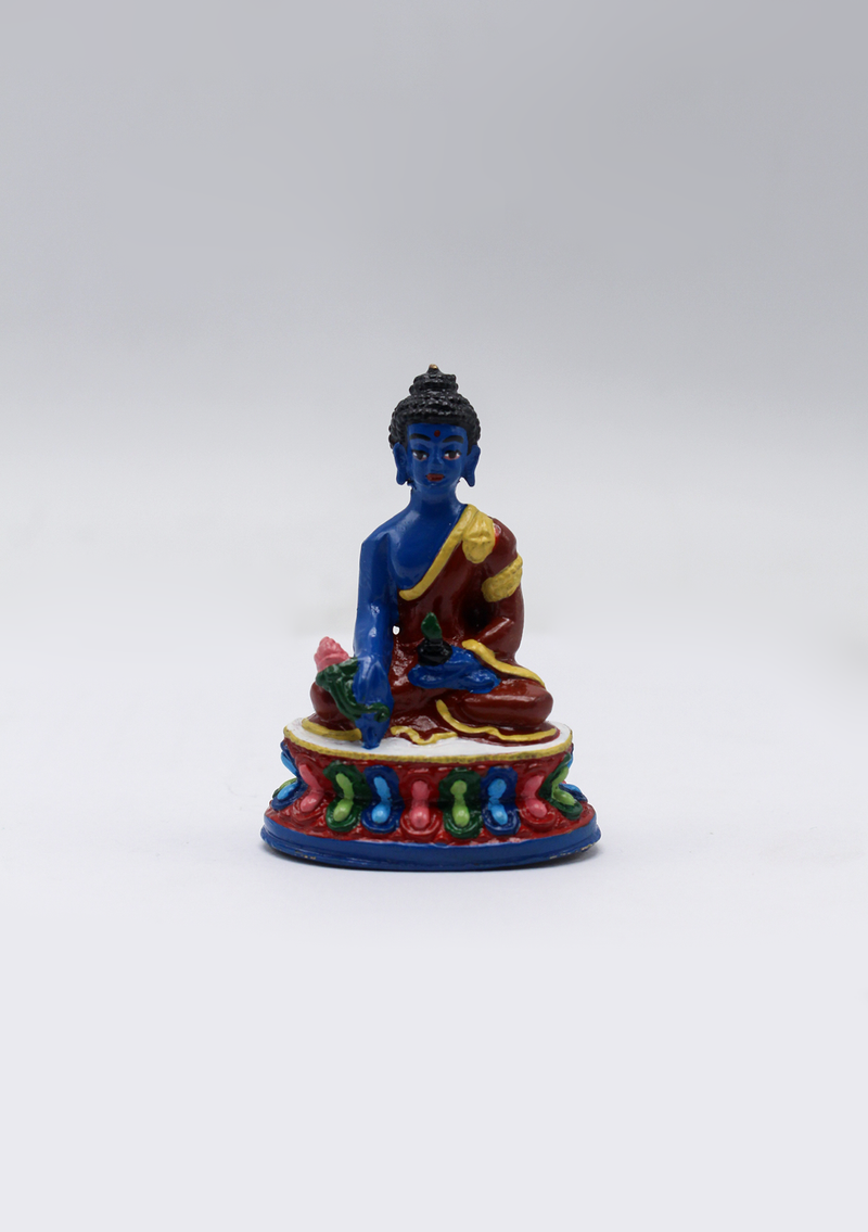 Hand Painted Copper Medicine Buddha Statue 2"H