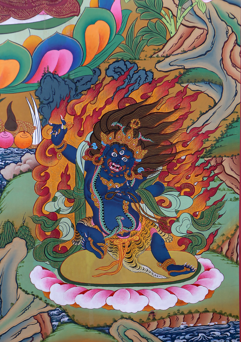 Manjushree and the Five Wisdom Deities Thangka Painting