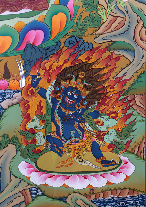 Manjushree and the Five Wisdom Deities Thangka Painting