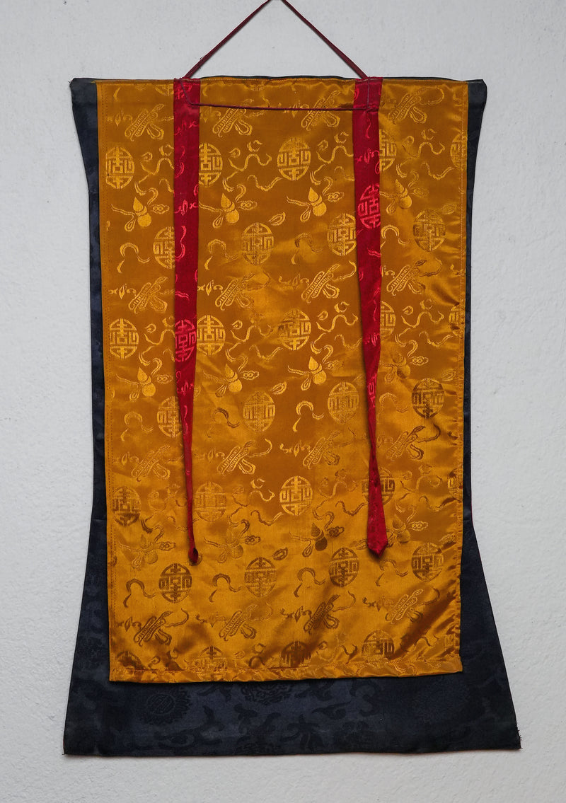 Vajrapani Thangka Painting with Brocade