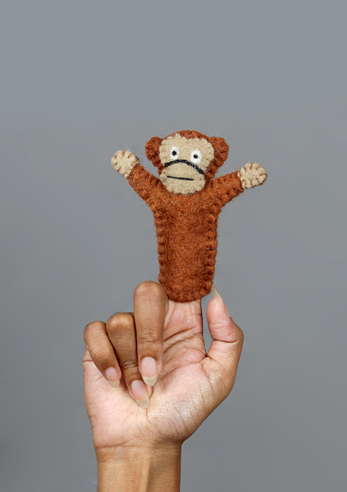 Wild Jungle Animals Giraffe Finger Puppet – Felt Wool Toy for Kids
