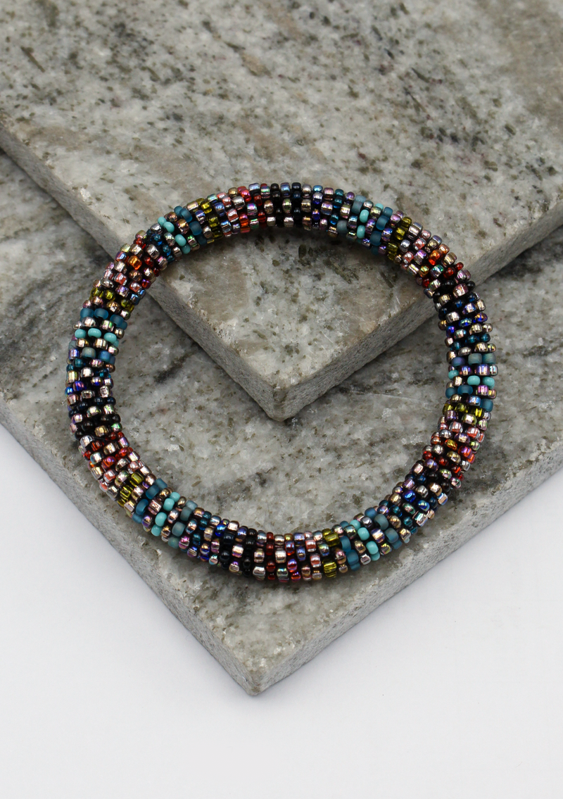 Steel bluish-grey Roll on Beads Bracelet