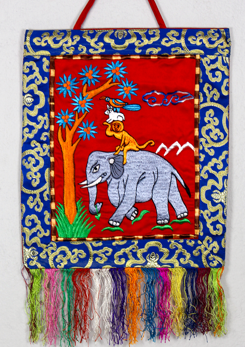 Four Harmonious Friends Brocade Wall Hanging