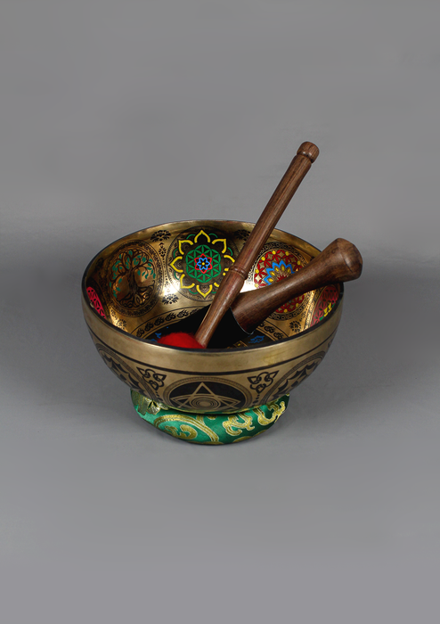 Avalokiteshvara  Handpainted Singing Bowl 9"