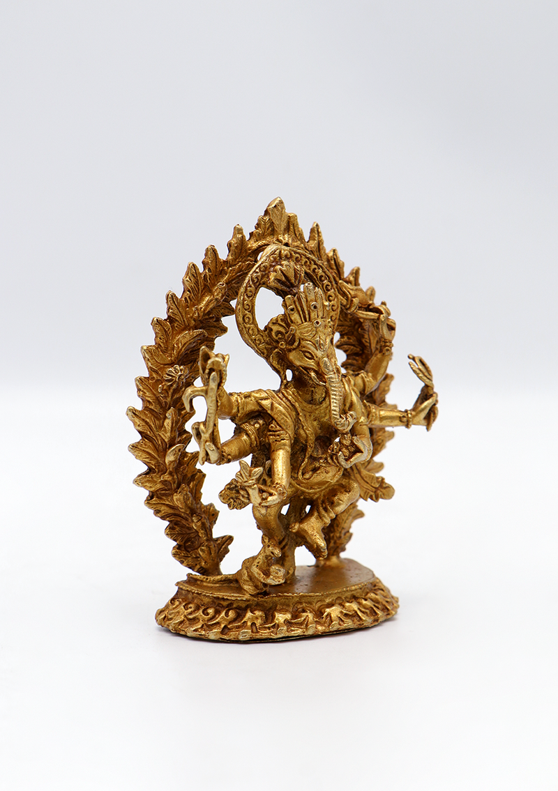 Gold Electroplated Dancing Ganesha Statue 3.5"H