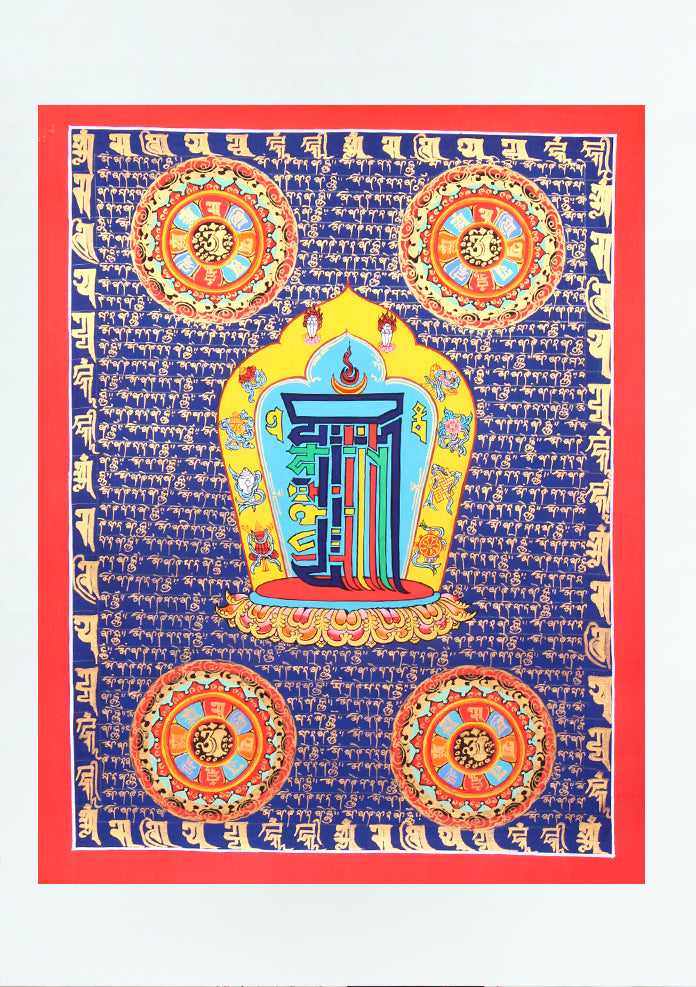 Blue Kalachakra Mantra Thangka Painting (B)