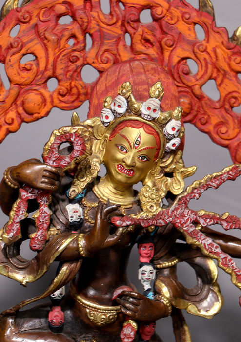 Old Style Gold Gilded Copper  Kurukulla Statue 14.5"H