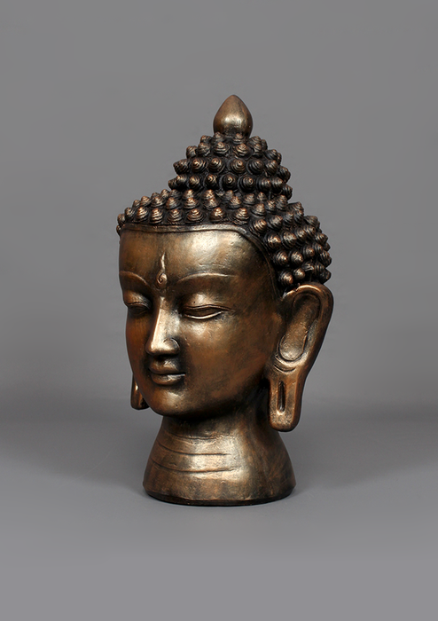 Handpainted Ceramic Buddha Head 12" H - Bronze