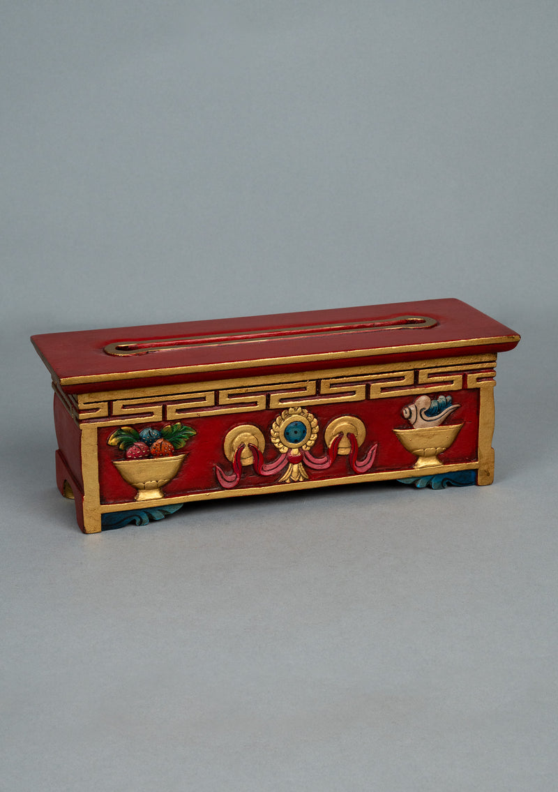 Handpainted Tibetan Motif Pattern Wooden Incense Burner