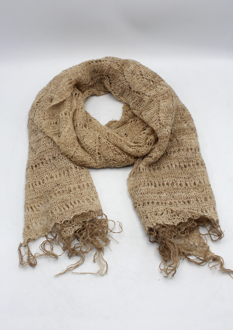 Natural Nettle Yarn Woven Shawl- Light