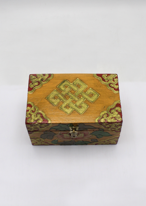 Handpainted Tibetan Wooden Boxes with Endless Knot - Medium