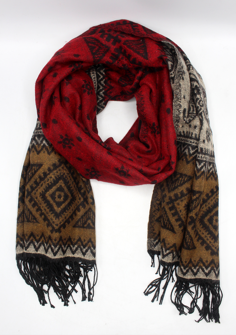 Hand loomed Elephant Maroon Woolen Shawl- Krishma