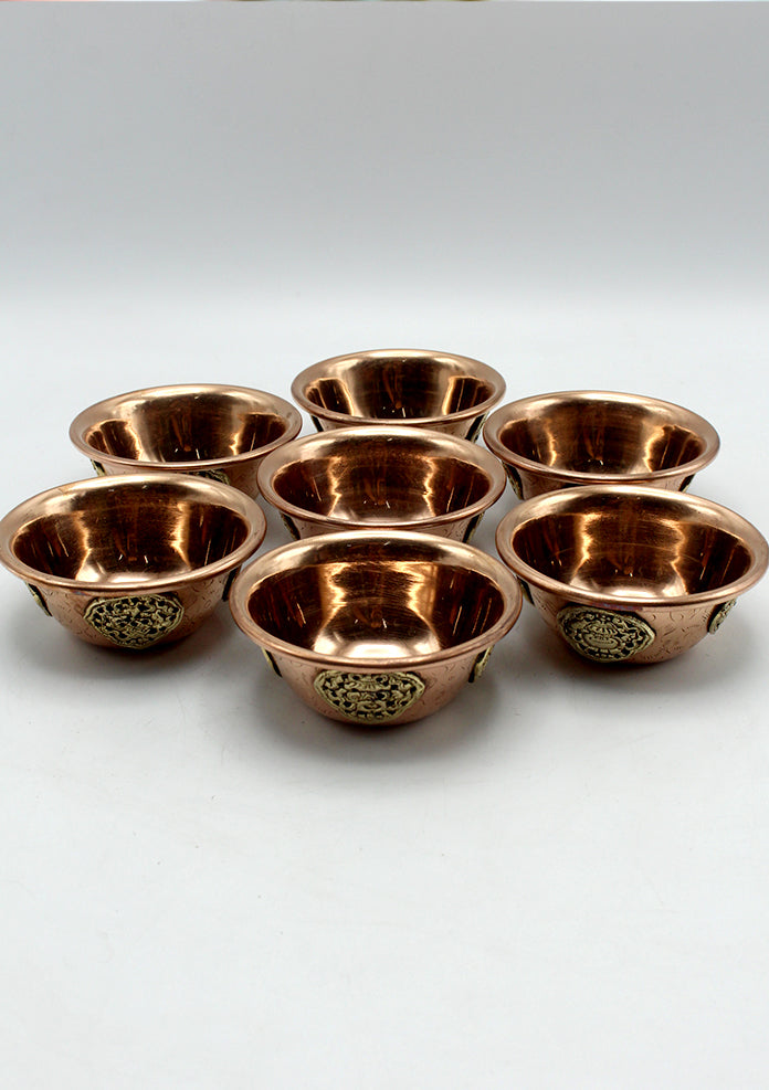 Set of Seven Eight Auspicious Tibetan Offering Bowl 4" - Large