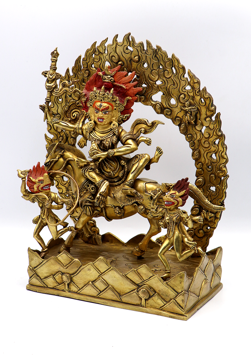 Master arts 24 K Gold  Palden Lhamo  Copper Statue 12"H