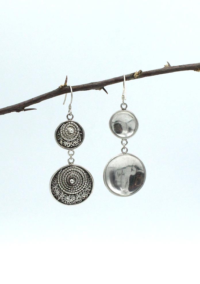 Sterling Silver Two Step Filigree Dangle Earrings