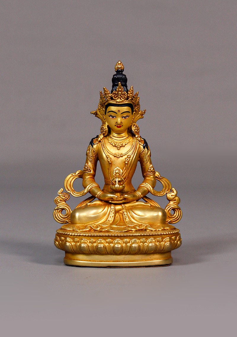 Fully Gold Plated Aparmita Statue 4.5"H