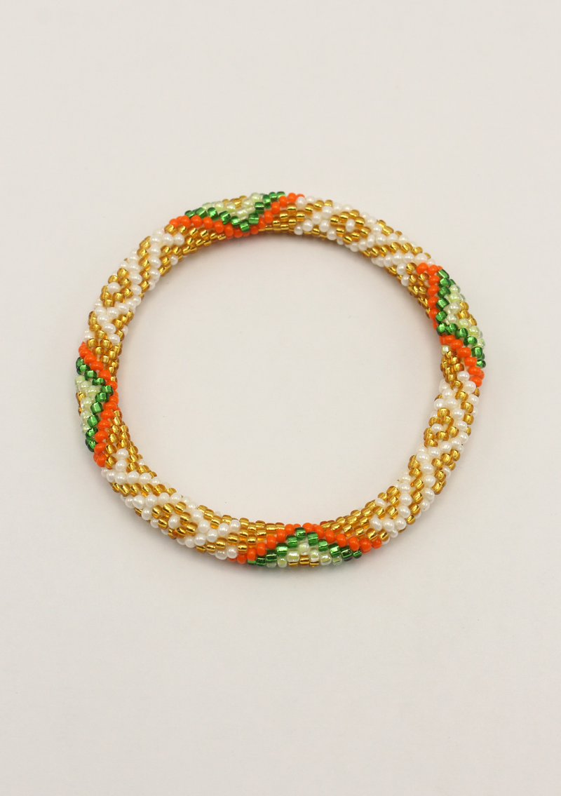 Orange Green   Roll on  Beads Bracelet
