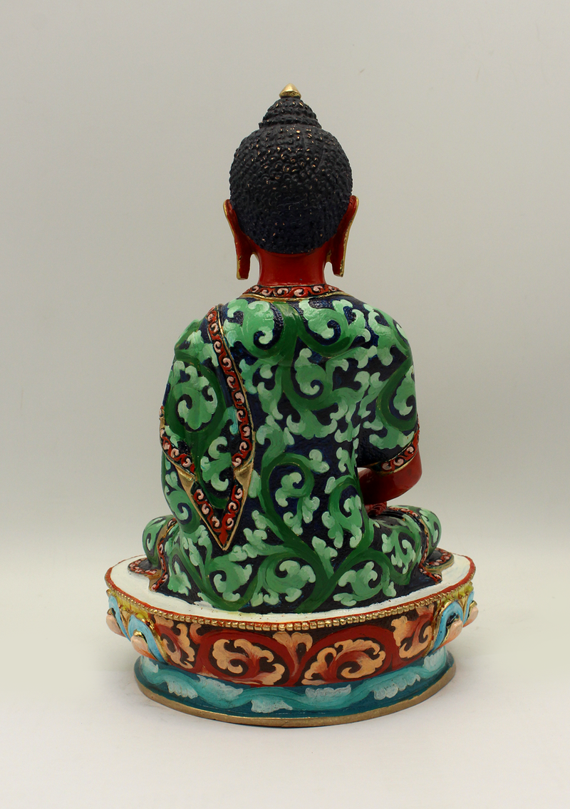 Handpainted  Gold plated Amitabha Buddha Statue 8"H