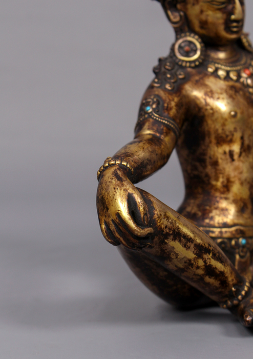 Antique Style Gold Gilded Indra Statue 7.5" H