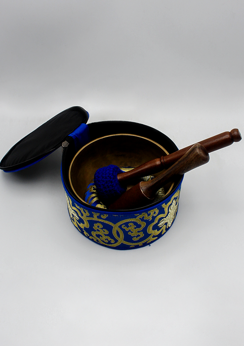 Full Moon Singing Bowl Brocade Travel Bag  6"
