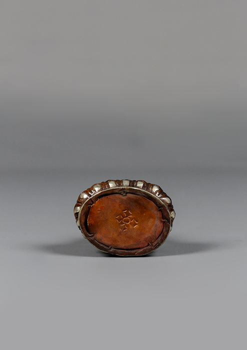 Copper Oxydized  Silver Plated  Vairochana Buddha Statue 3"