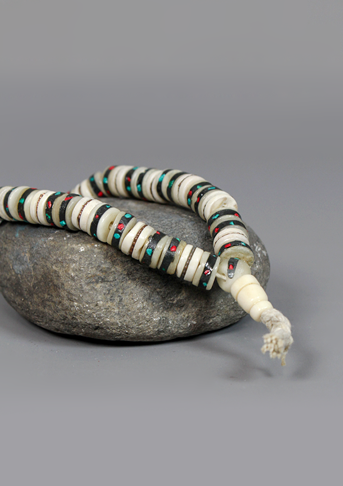 Bone Inlaid 108 Beads White Prayer Mala
