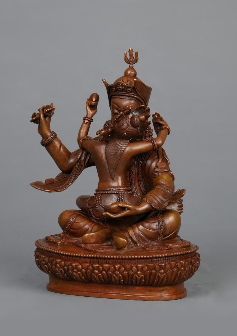 Oxidized Copper Guru Rinpoche Shakti Statue 9" H