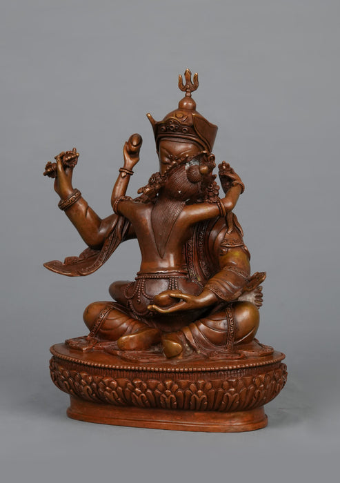 Oxidized Copper Guru Rinpoche Shakti Statue 9" H
