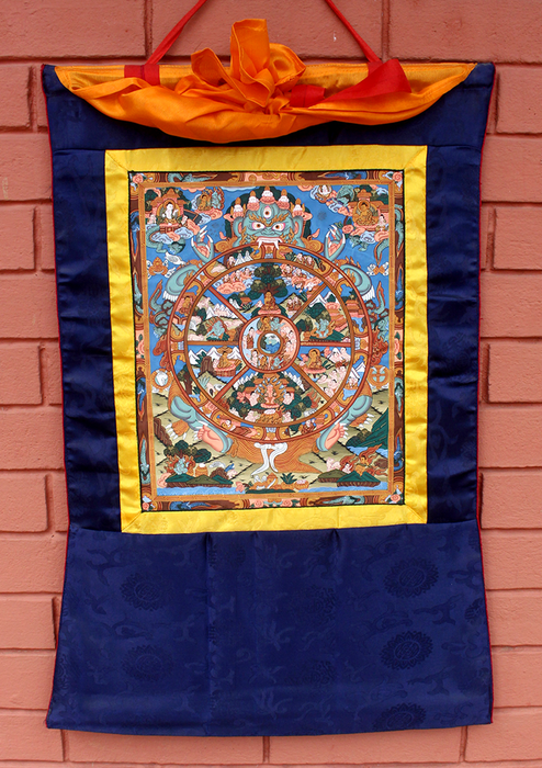 Wheel of Life Wall Hanging Banner with Brocade STOCK CLERANCE SALE