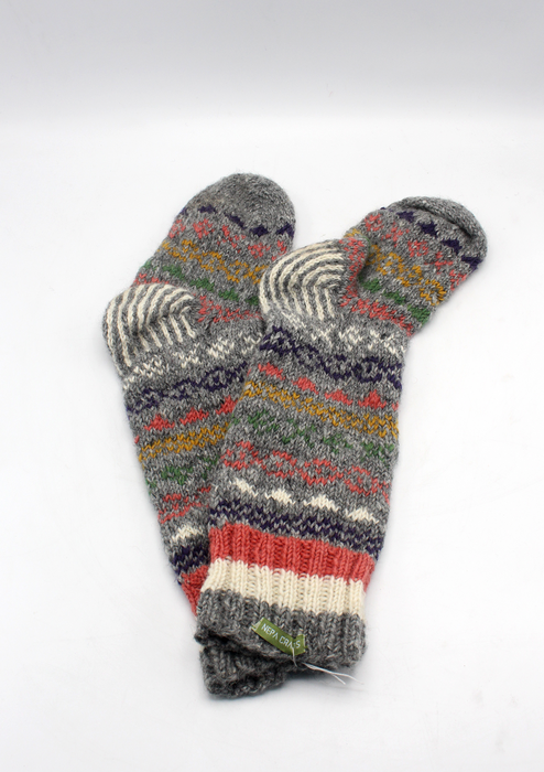 Grey  Multicolor Woolen Knee High Socks