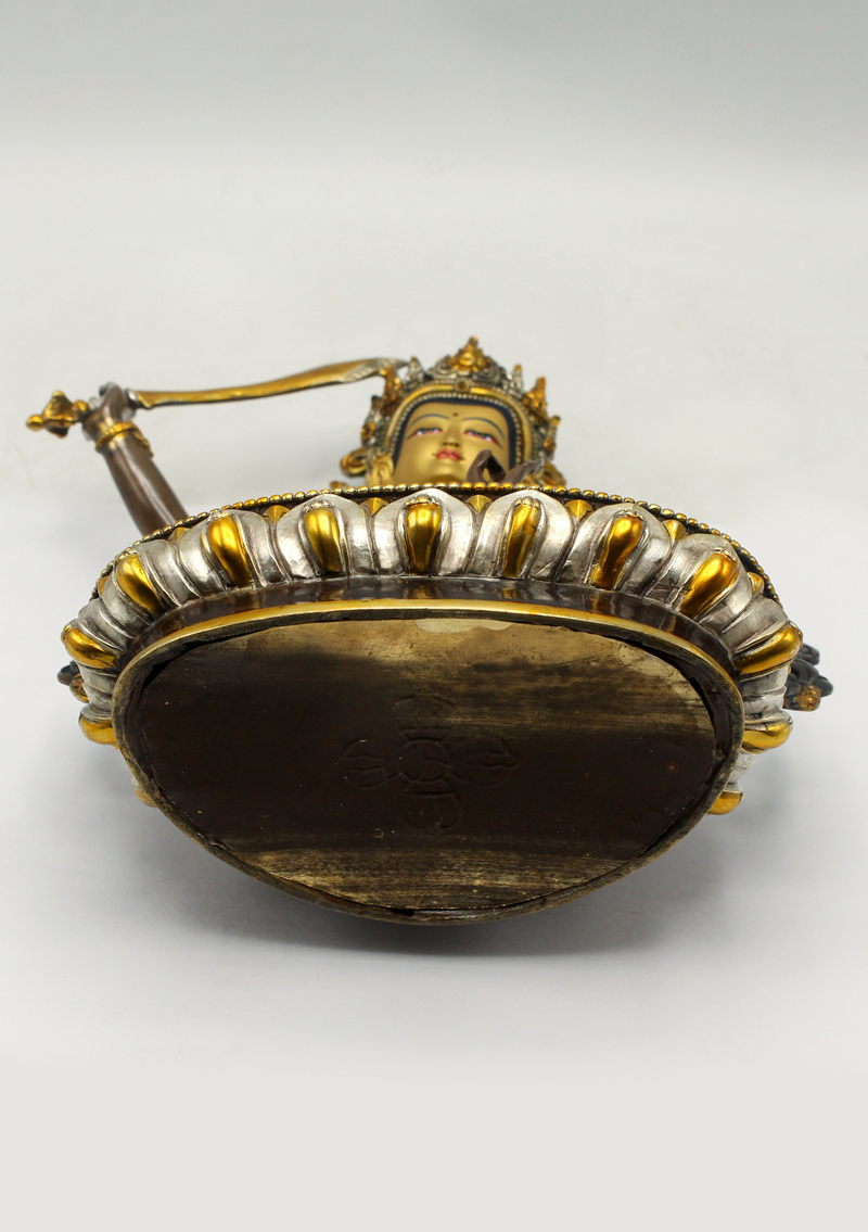 Glowing Manjushree Gold Plated Statue