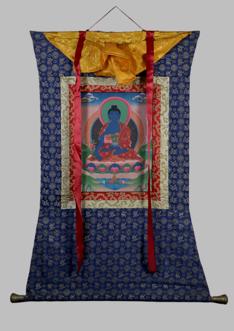 Medicine Buddha Brocade Thangka Painting