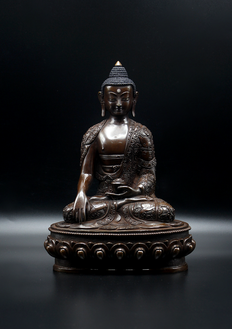 Copper Shakyamuni Buddha Statue 9"H