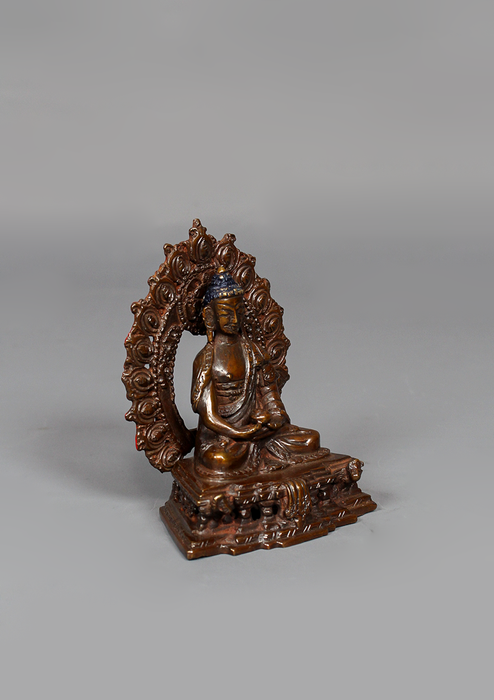 Oxidized Copper Amitabha Buddha Statue 3.8" H