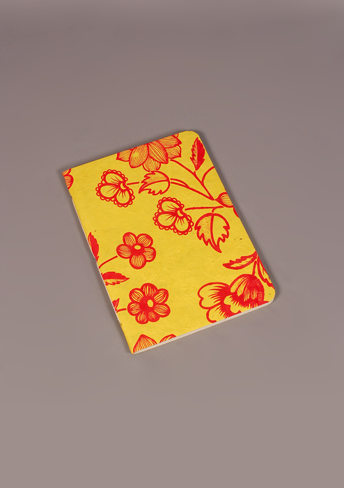 Yellow Botanical Flower Design Lokta Paper Journal