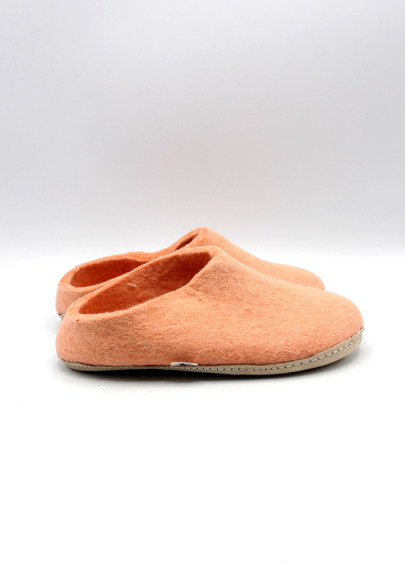 Hand Felted Woolen Classic Men Slippers - Peach Pink