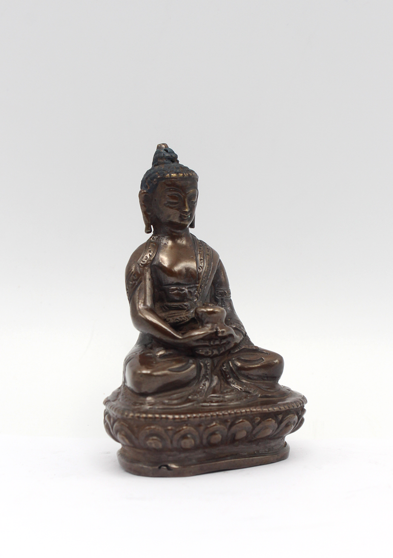 Copper Mini Amitabha Buddha Statue 3" H
