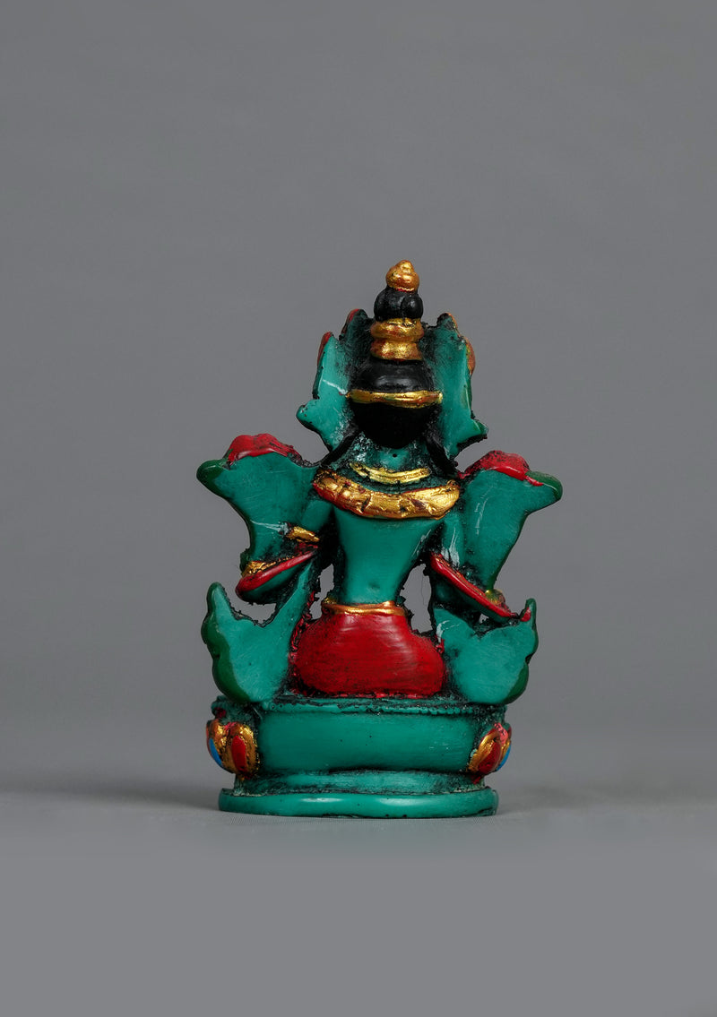 Hand Painted Green Tara Resin Statue