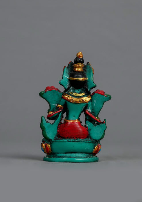 Hand Painted Green Tara Resin Statue