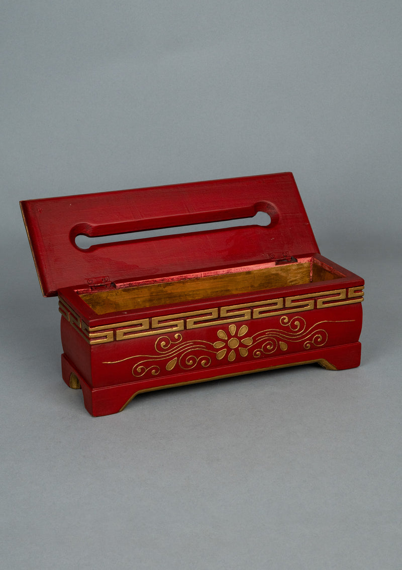 Handpainted Tibetan Motif Pattern Wooden Incense Burner