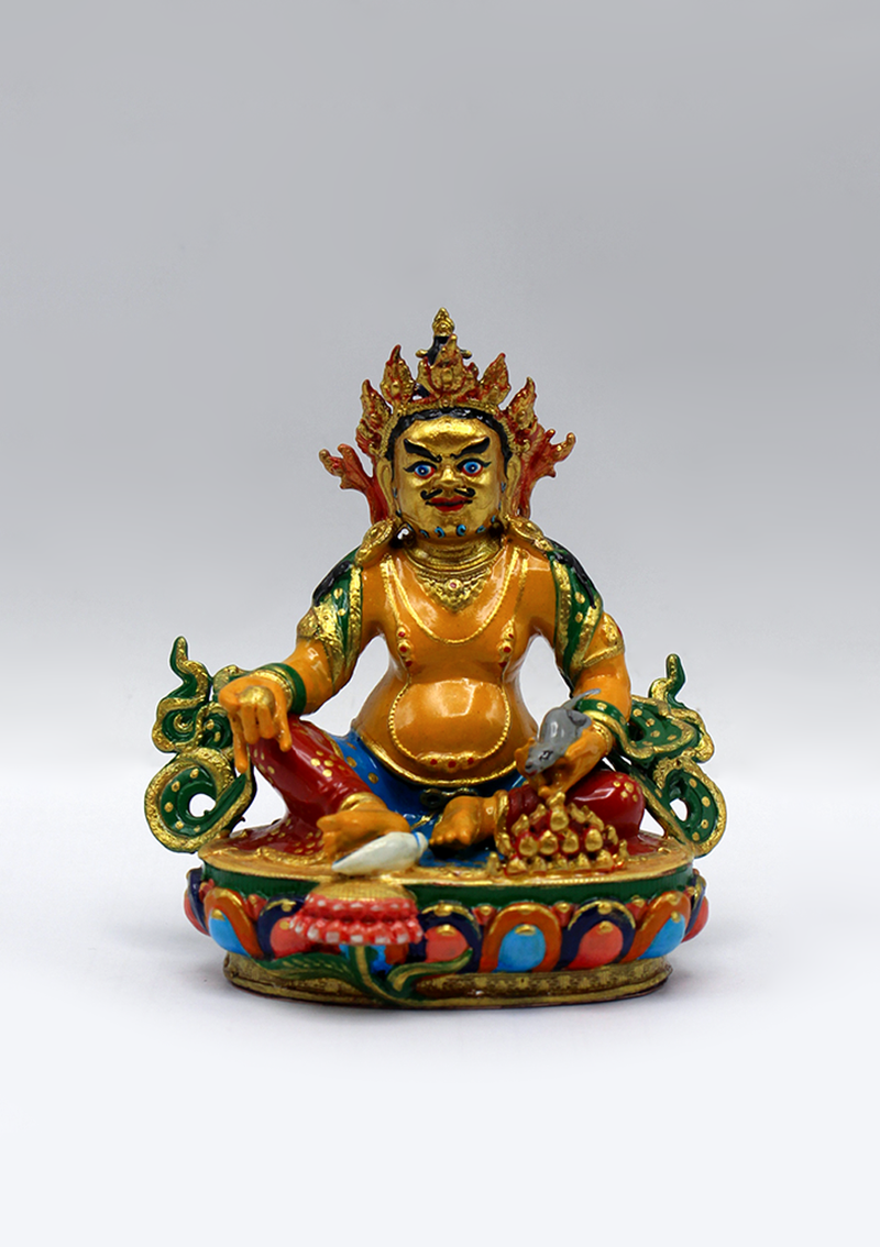 Hand-Painted Zambala Statue by Menu Shakya