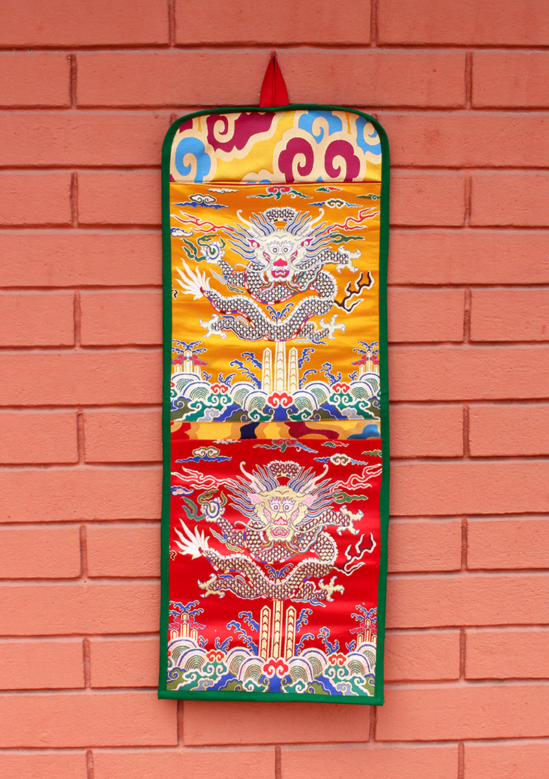 Dragon Brocade Pocket Letter Compartment Wall Hanging