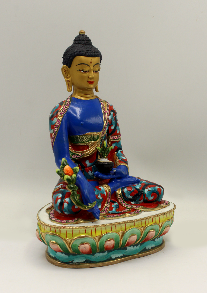 Blue Healing  Medicine Buddha RAJ MUNI Statue 8" H