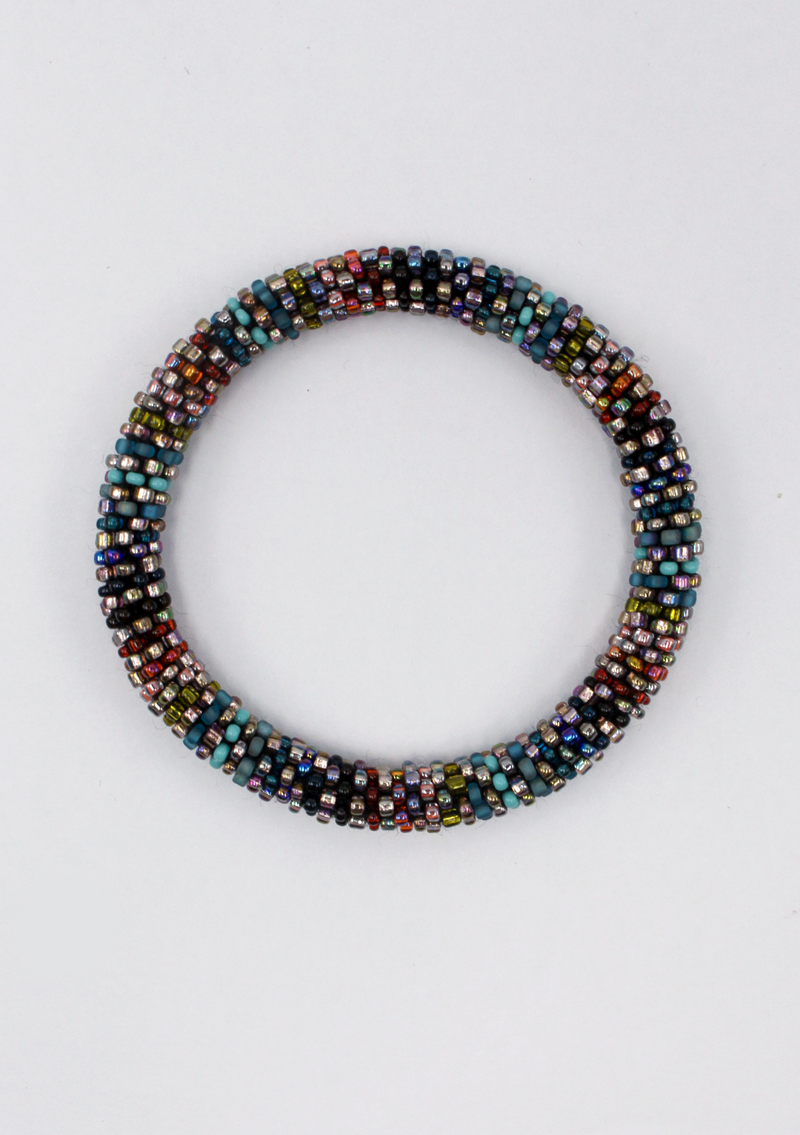 Steel bluish-grey Roll on Beads Bracelet