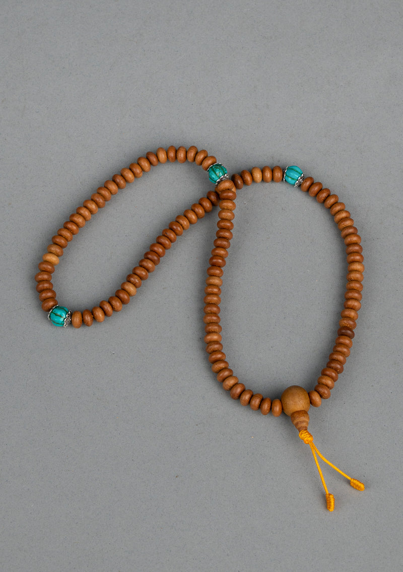 10 mm Flat Beads Sandalwood Prayer Mala for Meditation and Yoga