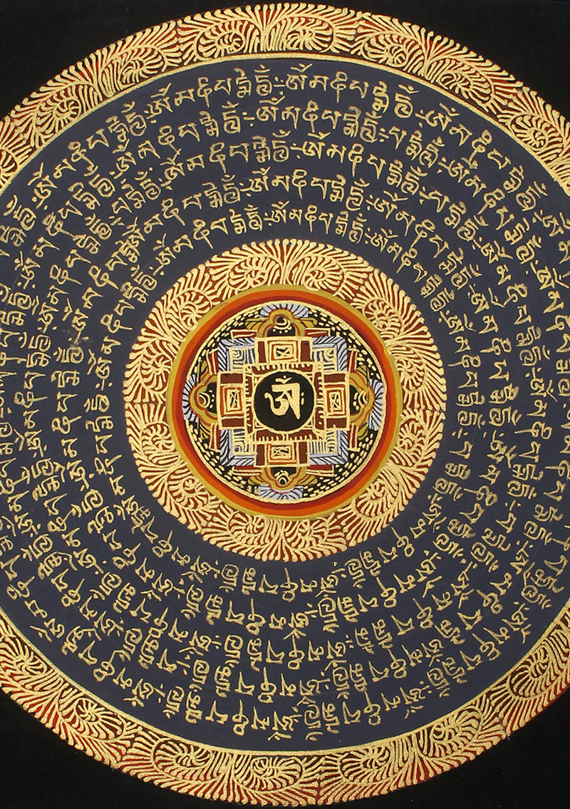 5 Line Tibetan Om Mandala Thangka Painting