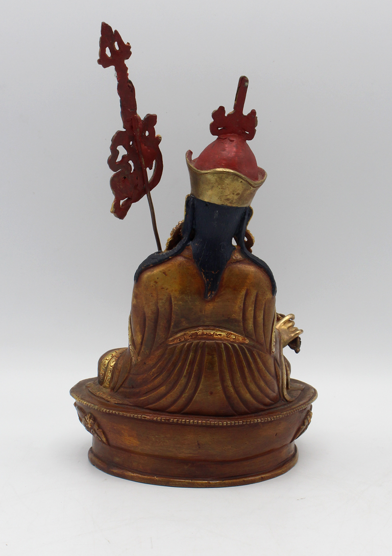 Partly Gold Plated Guru Padmasambhava Statue 8"H