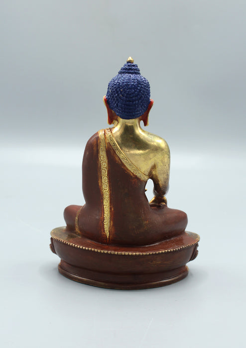Partly Gold Plated  Akshobhya  Buddha Statue 5.5" H